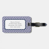 Schickes blaues griechisches geometrisches gepäckanhänger (Rückseite horizontal)