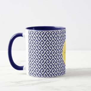 Schickes blaues griechisches geometrisches tasse