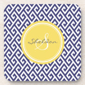 Schickes blaues griechisches geometrisches untersetzer (Vorderseite)