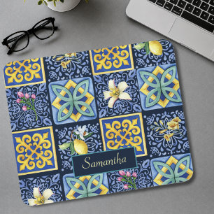 Schickes Blaues sizilianisches Zitrus-Mittelmeer Mousepad