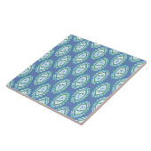 Schickes Blaues Vintage-Periwinkle-Blumenmuster Fliese (Seite)