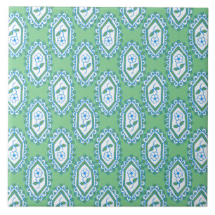 Schickes Blaues Vintage-Periwinkle-Blumenmuster Fliese