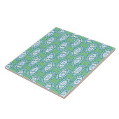 Schickes Blaues Vintage-Periwinkle-Blumenmuster Fliese (Seite)
