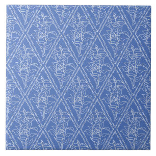 Schickes blaues Vintage-Periwinkle-Blumenmuster Fliese