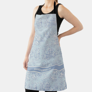 Schickes Blaugrau Vintage Französische Toile de Jo Schürze