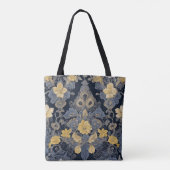 Schickes Blumen-Spitzenmuster Gelb und Blau Tasche (Rückseite)
