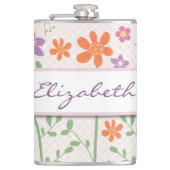 Schickes Blumenmuster-Entwurfs-Monogramm Flachmann (Vorderseite)