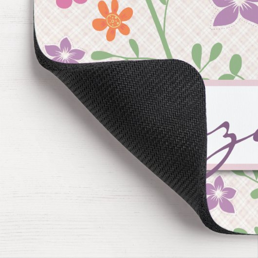 Schickes Blumenmuster-Entwurfs-Monogramm Mousepad (Ecke)