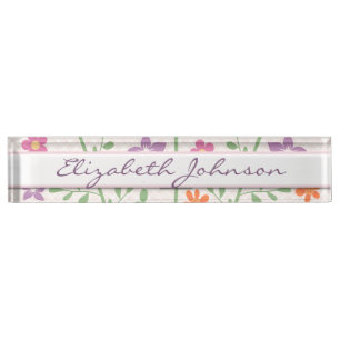 Schickes Blumenmuster-Entwurfs-Monogramm Namensplakette