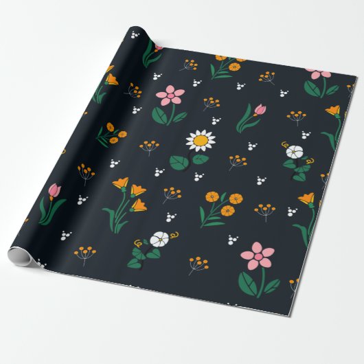 Schickes Blumenmuster Geschenkpapier (Ungerollt)