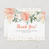 Schickes Blumenpfirsich-Gold danken Ihnen zu Einladung (Vorne/Hinten)