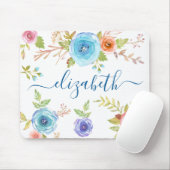Schickes Boho-Blumen-Wasserfarben-Monogramm-Skript Mousepad (Mit Mouse)
