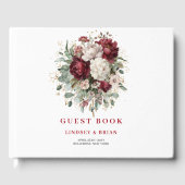 Schickes Boho Marsala Florales Grünzeug Gästebuch (Vorderseite)