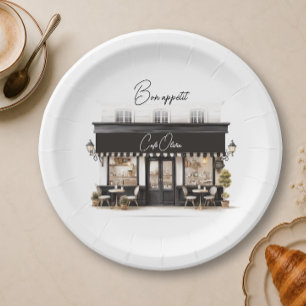 Schickes Bon Appétit Schwarz-Weiß Paris Café Gebur Pappteller