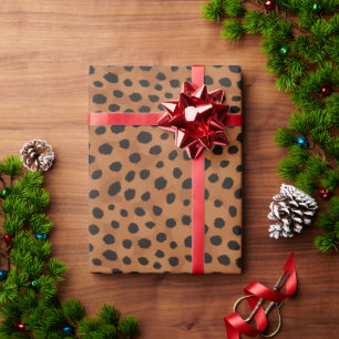 Schickes braunes Cheetah-Druck-Monogramm Geschenkpapier