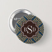 Schickes braunes griechisches geometrisches button (Vorne & Hinten)