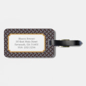 Schickes braunes griechisches geometrisches gepäckanhänger (Rückseite horizontal)