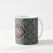 Schickes braunes griechisches geometrisches kaffeetasse (VorderseiteRechts)