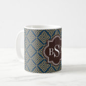 Schickes braunes griechisches geometrisches kaffeetasse (Vorderseite Links)