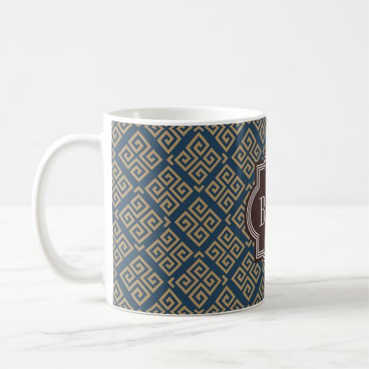 Schickes braunes griechisches geometrisches kaffeetasse (Links)