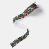 Schickes buntes festliches Patchwork-Blumendamast Satinband (Rückseite)