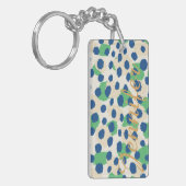 Schickes buntes grün-blaues Geparddruckmonogramm Schlüsselanhänger (Vorderseite links)