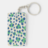 Schickes buntes grün-blaues Geparddruckmonogramm Schlüsselanhänger (Rückseite)