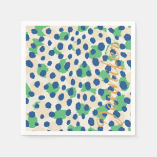 Schickes buntes grün-blaues Geparddruckmonogramm Serviette