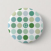 Schickes buntes grünes Tupfenmustermonogramm Button (Vorderseite)