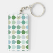 Schickes buntes grünes Tupfenmustermonogramm Schlüsselanhänger (Rückseite)