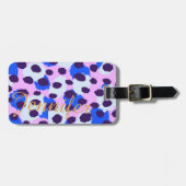 Schickes buntes rosa blaues Geparddruckmonogramm Gepäckanhänger (Vorderseite horizontal)