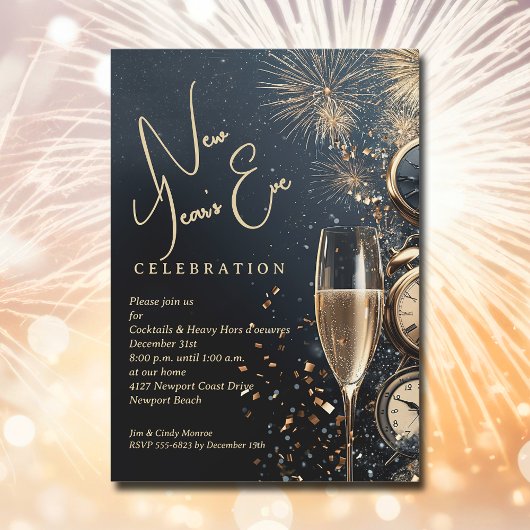 Schickes Champagner-Silvester Einladung