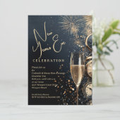 Schickes Champagner-Silvester Einladung (Stehend Vorderseite)