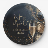 Schickes Champagner-Silvester Pappteller (Vorderseite)