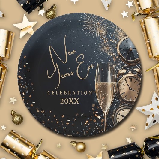 Schickes Champagner-Silvester Pappteller