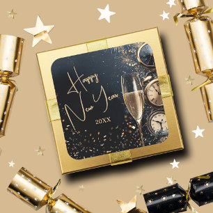 Schickes Champagner-Zeit Frohes Neues Jahr Quadratischer Aufkleber