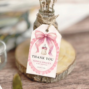 Schickes Coquette-Mädchen-Baby-Party mit rosa Schl Geschenkanhänger