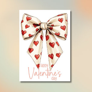 Schickes Creme-Schleifen-Glückliches-Valentinstag Feiertagskarte