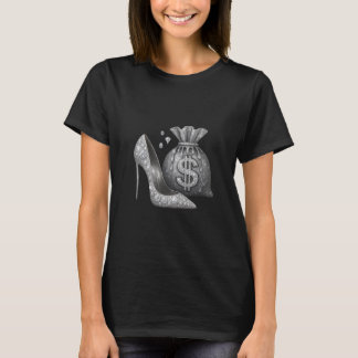 Schickes Damen-T-Shirt – Glänzender silberner Stöc T-Shirt