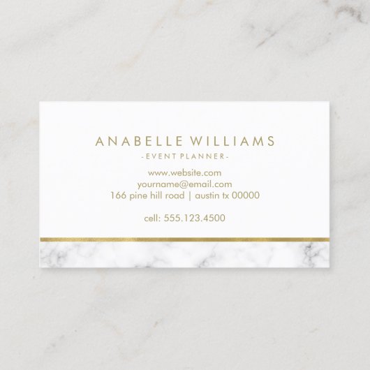 Schickes Design mit Marmor und Gold Hintergrund Visitenkarte (Rückseite)