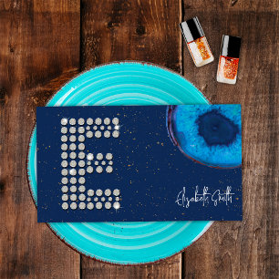 Schickes Diamant Blau Achat Anfangsbuchstabe E Mon Visitenkarte