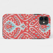 Schickes elegantes Rot und Türkis Stammes- ikat Case-Mate iPhone Hülle (Rückseite (Horizontal))