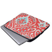 Schickes elegantes Rot und Türkis Stammes- ikat Laptopschutzhülle (Vorne Knopf)