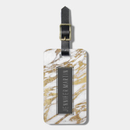 Schickes elegantes Weiß und Goldmarmormuster Gepäckanhänger