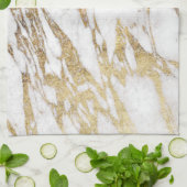 Schickes elegantes Weiß und Goldmarmormuster Küchentuch (Gefaltet)