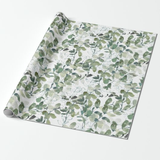 Schickes Eukalyptus-Muster Geschenkpapier (Ungerollt)