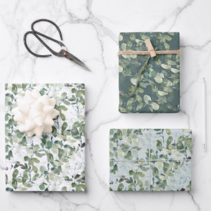 Schickes Eukalyptus-Muster Geschenkpapier Set