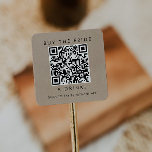 Schickes Faux-Kraft Die Braut Kauft Ein Getränk QR Quadratischer Aufkleber