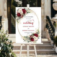 Schickes florales Hochzeits-Willkommensschild pers