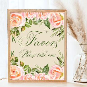Schickes florales Hochzeitsdusche Favor-Schild Poster